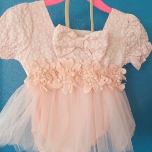 NWOT Pink Floral Baby Dress with Bow